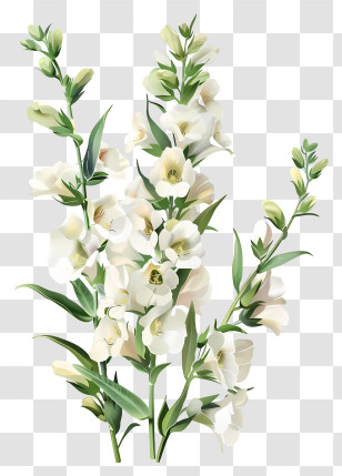 White Snapdragons Flowers - White Bell Flowers Illustration Transparent PNG