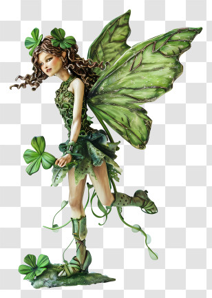Fairy - Green Fairy With Shamrock And Wings Transparent PNG