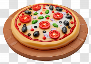 Greek Pizza - Pizza With Toppings Illustration Transparent PNG