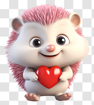 Valentine Hedgehog - Cartoon Hedgehog Holding A Red Heart Transparent PNG