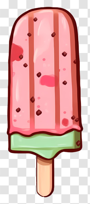 Ice Cream Cone - Pink Popsicle With Chocolate Chips Illustration Transparent PNG