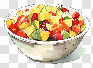 Waldorf Salad - Fruit Salad In Ceramic Bowl Transparent PNG