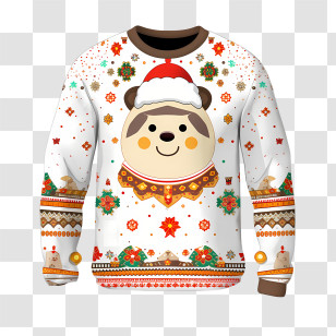 Ugly Sweater Day - Cute Christmas Sweater With Santa Design Transparent PNG