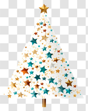 White Christmas Tree - Star-Decorated Christmas Tree Illustration Transparent PNG
