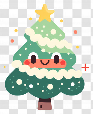 Cute Christmas Tree - Smiling Cute Christmas Tree Cartoon Art Transparent PNG