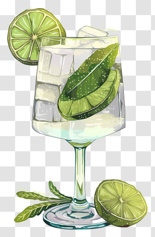 Gin Tonic Cocktail - Refreshing Lime Drink With Ice Transparent PNG