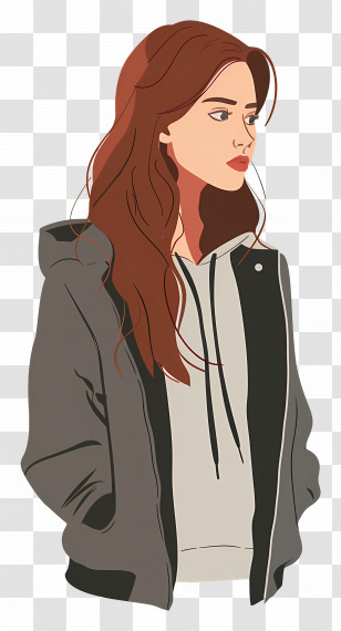 Woman In Jacket - Woman In Casual Jacket And Hoodie Transparent PNG
