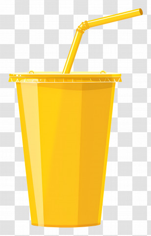 Disposable Cup - Yellow Drink Cup With Straw Transparent PNG