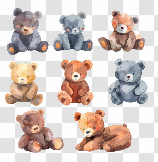 Teddy Bears - Watercolor Teddy Bear Illustrations Transparent PNG