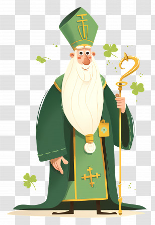 Saint Patrickâ€™s Day - Saint Patrick Character In Green Robe Transparent PNG