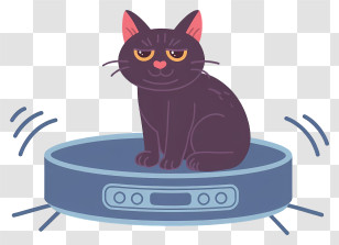 Cat Lying On Robot Vacuum Cleaner - Sassy Cat On Robot Vacuum Transparent PNG