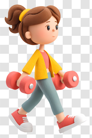 Girl Doing Weight Loss - Girl Exercising With Dumbbells Transparent PNG