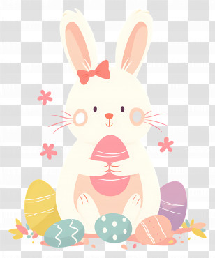 Easter Bunny - Easter Bunny With Colorful Eggs Transparent PNG