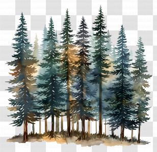 Pine Forest - Pine Tree Forest Illustration Transparent PNG