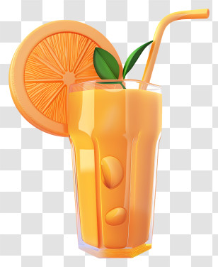 Orange Juice - Refreshing Orange Juice In Glass With Slice Garnish Transparent PNG