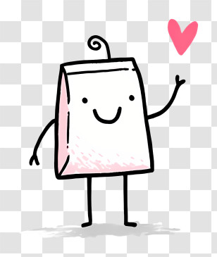 Tea Bag Doodle - Friendly Teabag Doodle With Heart Transparent PNG