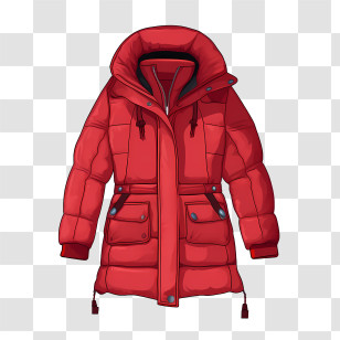 Winter Coat - Red Puffer Winter Coat Illustration Transparent PNG