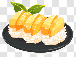 Mango Sticky Rice - Mango Sticky Rice Trio On Black Plate Transparent PNG