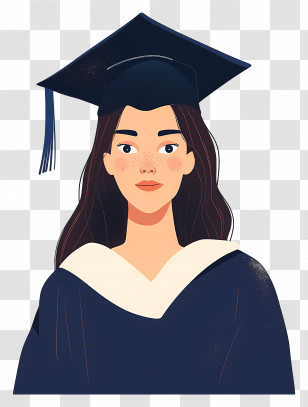 Graduation - Female Graduate Illustration With Cap And Gown Transparent PNG