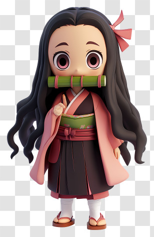 Kawaii Nezuko Kamado - Anime Girl With Bamboo In Mouth Transparent PNG
