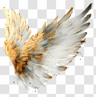 Watercolor Wing - Beautiful Golden Angel Wings With Feathery Design Transparent PNG