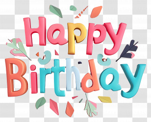 Happy Birthday - Colorful Happy Birthday Text Design Transparent PNG