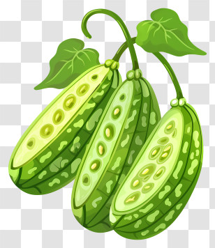 Bitter Melon - Fresh Bitter Melons With Leaves Illustration Transparent PNG