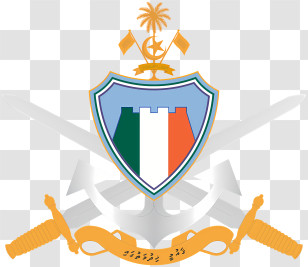 Maldives National Defence Force - Coat Of Arms With Swords And Shield Transparent PNG
