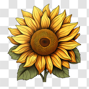 National Sunflower Day - Bright Sunflower Close-Up Illustration Transparent PNG