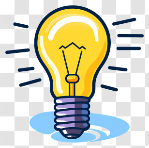 Cartoon Light Bulb - Shining Light Bulb Icon Representing Bright Ideas Transparent PNG