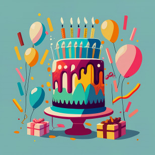 Birthday Cake - Colorful Birthday Cake With Candles And Decorations Transparent PNG