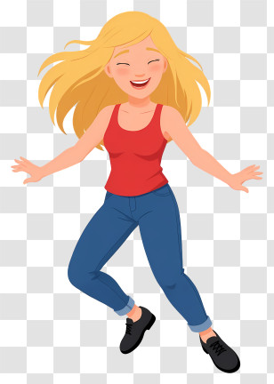 Woman Laughing - Joyful Blonde Woman In Red Top Transparent PNG