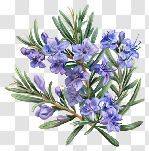Rosemary Flower - Rosemary Plant With Purple Flowers Transparent PNG