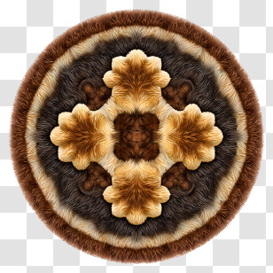 Carpet Top View - Brown Furry Mandala Pattern Transparent PNG