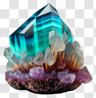 Crystal - Beautiful Blue Crystal Cluster Transparent PNG