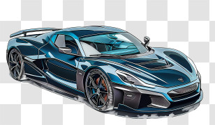 Rimac Nevera - Blue Sports Car Illustration With Sleek Design Transparent PNG