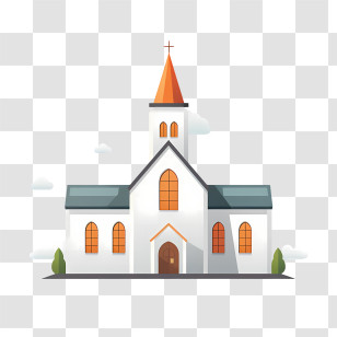 Church - Charming Church With Steeple And Windows Transparent PNG