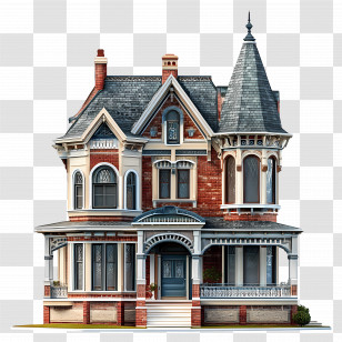 Victorian House - Elegant Victorian Style House Transparent PNG
