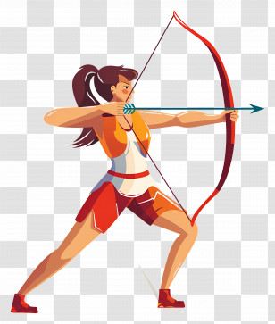 Sport - Female Archer With Bow And Arrow Illustration Transparent PNG