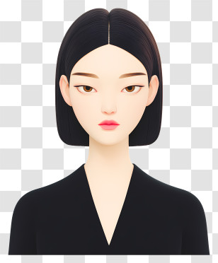 Gowoon Han - Minimalist Female Portrait With Sleek Hair Transparent PNG