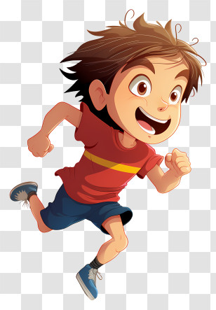 Boy - Happy Running Boy Cartoon Illustration Transparent PNG
