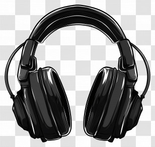 Headset - Sleek Black Headphones For Music Transparent PNG