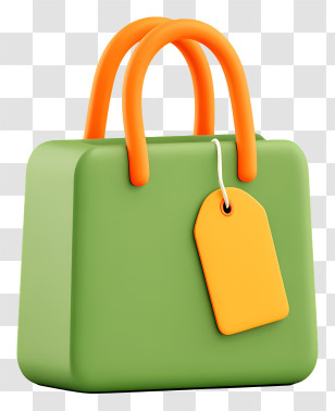 Shopping Bag Icon - Stylized Green Shopping Bag Transparent PNG