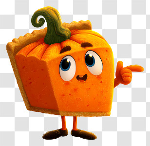 Cartoon Pumpkin Pie - Happy Pumpkin Pie Slice Transparent PNG