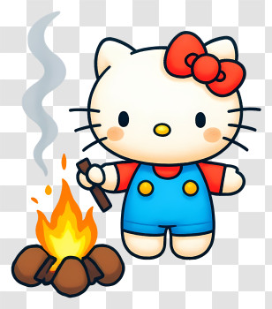 Hello Kitty Autumn - Hello Kitty At Campfire Transparent PNG