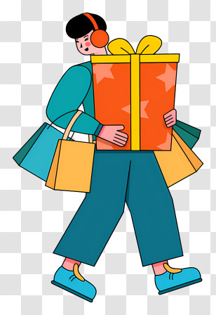 Cartoon Man - Person Carrying Gifts And Shopping Bags Transparent PNG