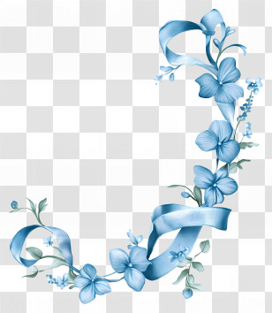 Blue Ribbon - Blue Flowers With Ribbon Transparent PNG