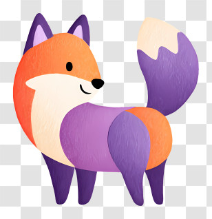 Purple Cartoon Animal - Colorful Cartoon Fox Illustration Transparent PNG