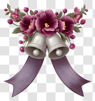 Bell Decoration - Wedding Bells With Flowers Transparent PNG