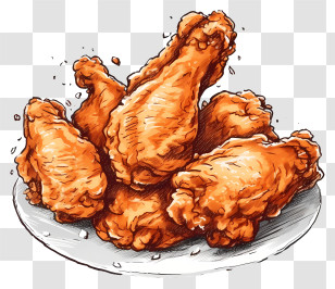 Fried Chicken - Crispy Fried Chicken On Plate Transparent PNG